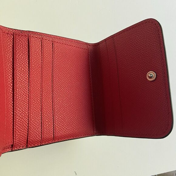 Coach Color Block Geometric Small Wallet Silver/Midnight Blue Multi/Red F57825 - Picture 4 of 9